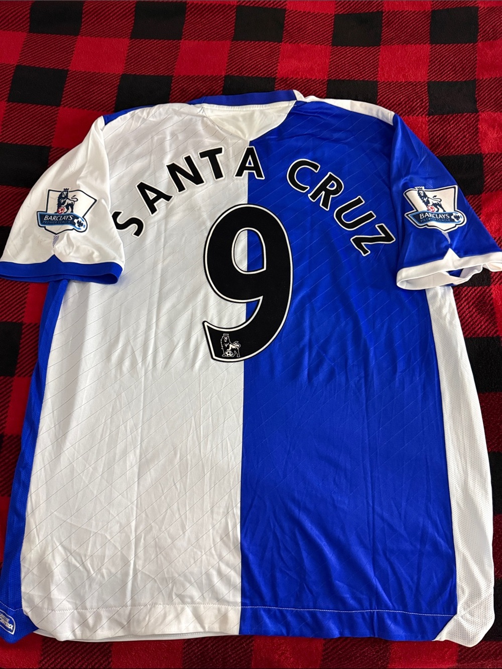 VINTAGE Blackburn Rovers #9 Roque Santa Cruz 2008-09 Umbro EPL Home Jersey